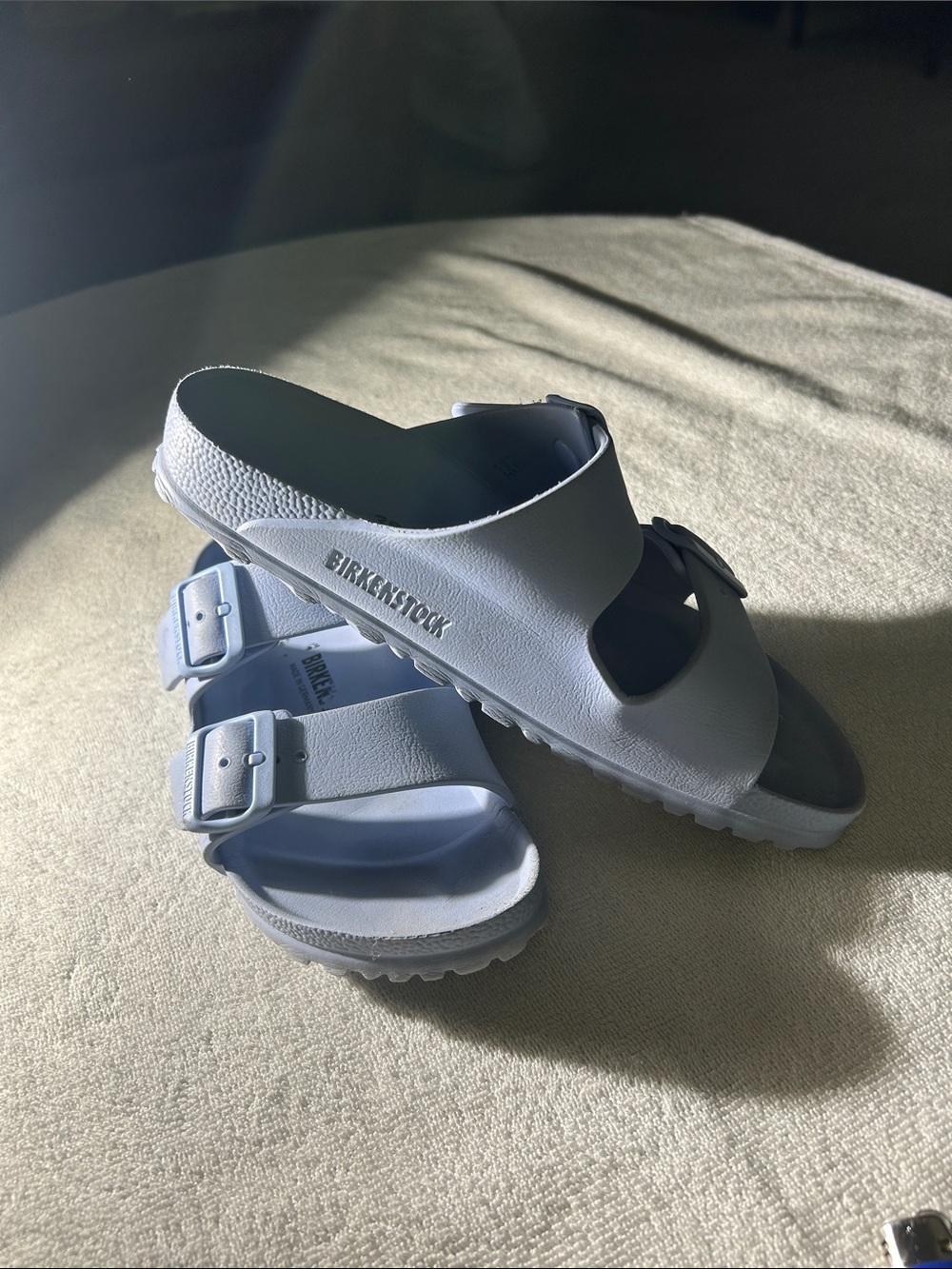 Birkenstock Women’s Double-Buckle Slide Sandals in Pale Blue